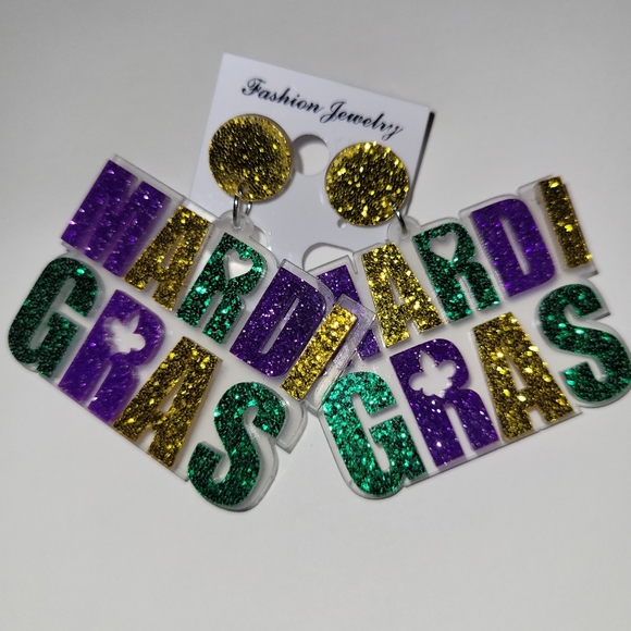Mardi Gras Earrings - Picture 3 of 3